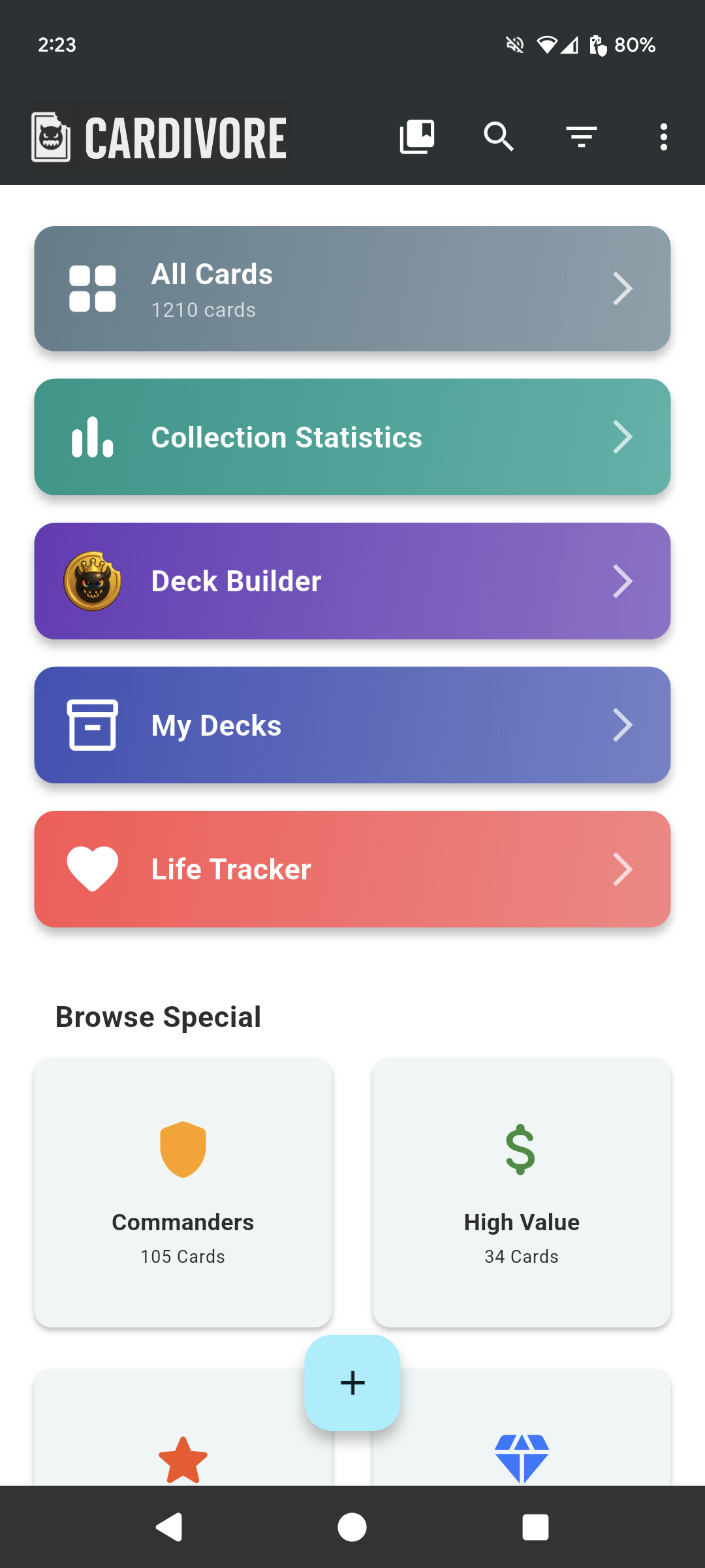 Cardivore App Screenshot 1 - Card Scanner Interface